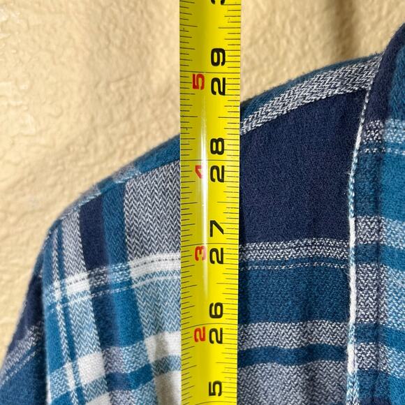 Wrangler Mens Sherpa Lined Flannel Shacket Blue Plaid Jacket 2XL - Picture 6 of 10